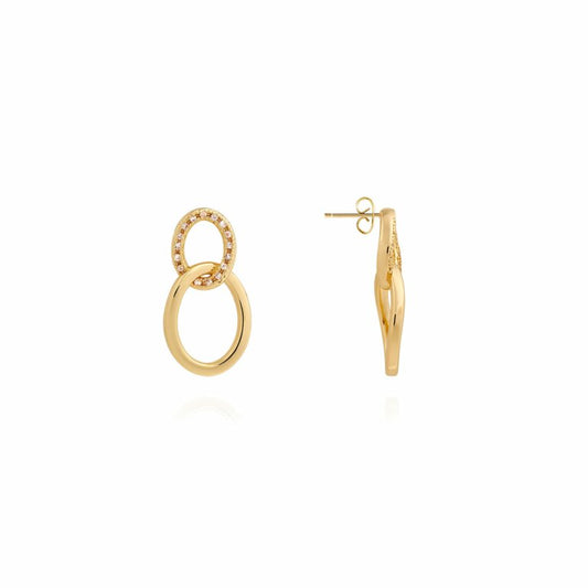 Joma Jewellery Statement Earrings Pave Link Earrings Yellow Gold