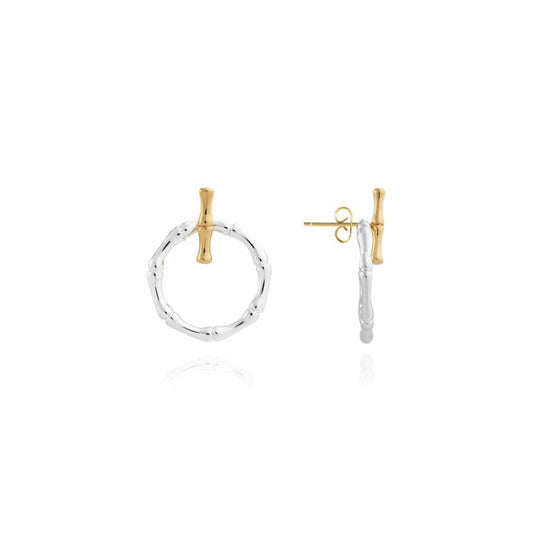 Joma Jewellery Statement Earrings Bamboo Ear Jackets Silver And Yellow Gold